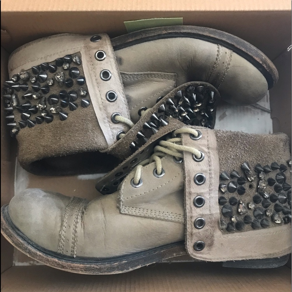 Suede studded floppy ankle boots
